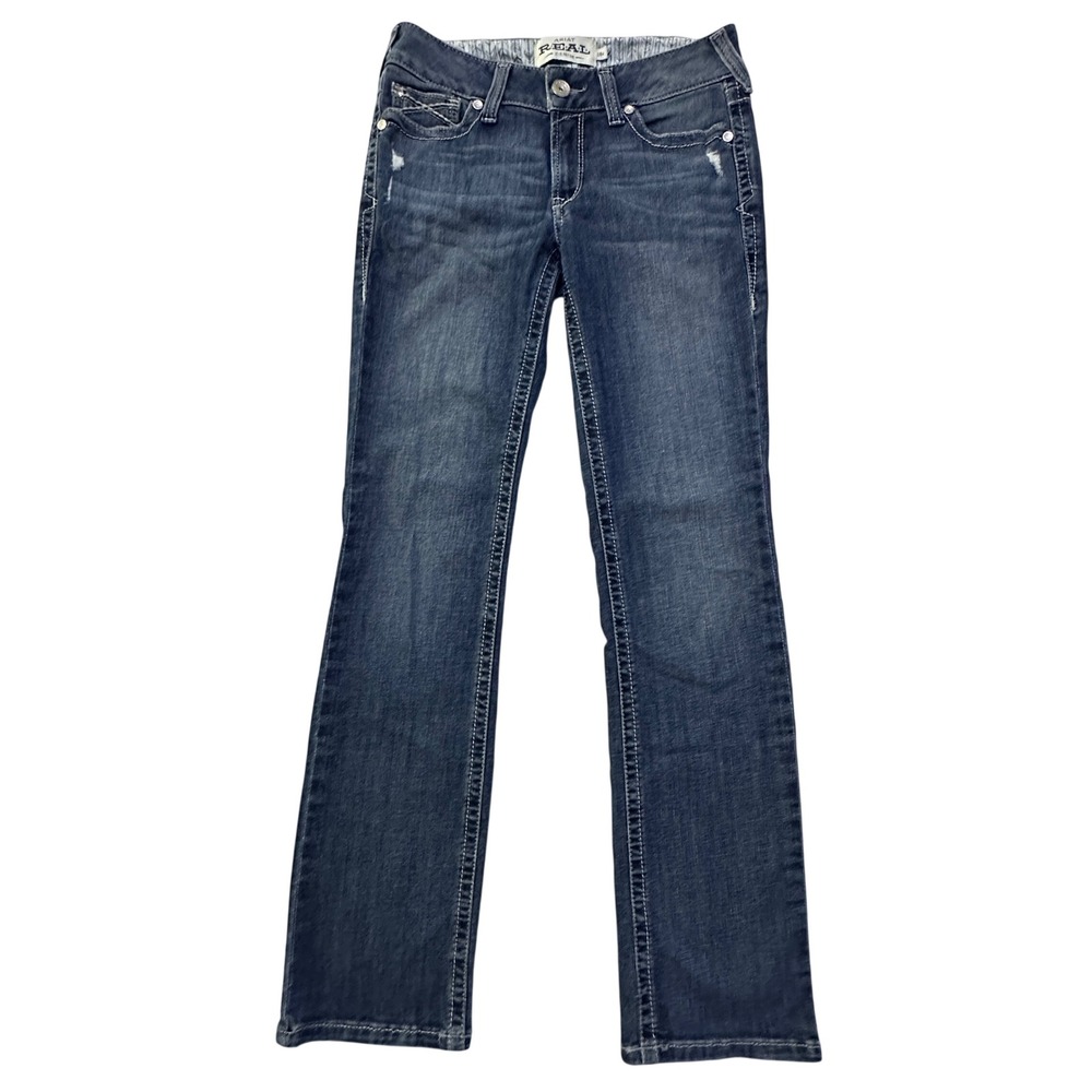 ARIAT REAL Gianna Straight Jeans 28R Dark Blue Stryker Western Cowgirl Rodeo